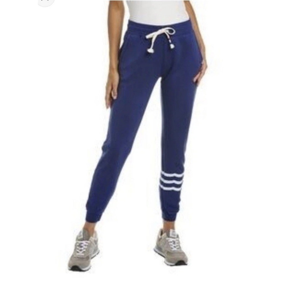 SOL Angeles Jogger Sweatpants Womens Size M Navy Striped Lounge Casual USA